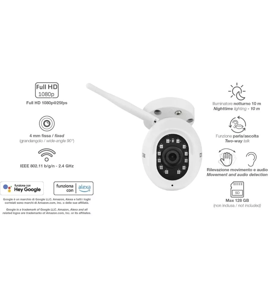 Telecamera Wifi Bullet "46237.040A" da esterno con rilevatore di movimento